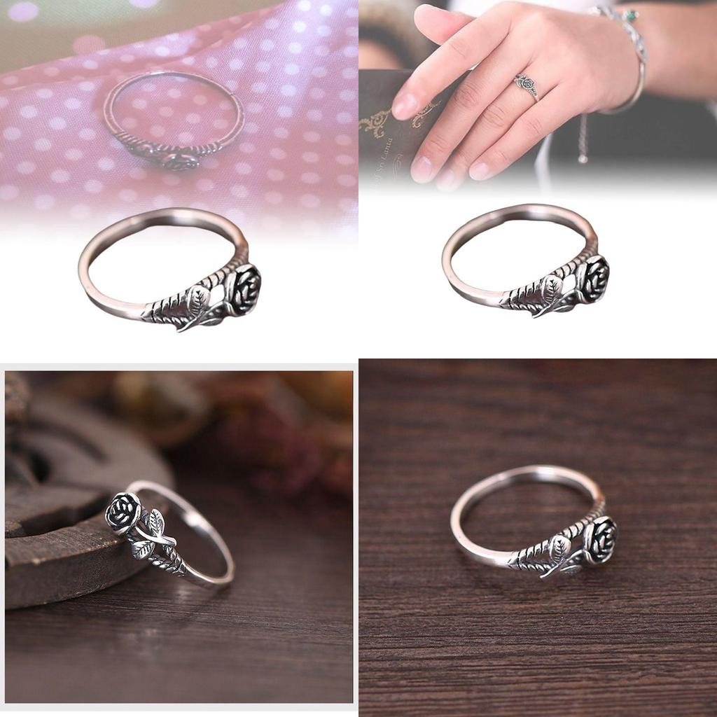 Chic Retro Gold And Silver Rose Rings Exquisite Floral Design For Women Alloy Material
