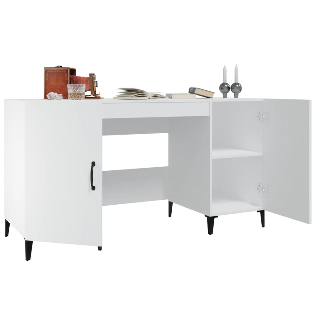 White Desk 140 X 50 X 75 Cm Engineered Wood