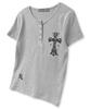Damiswi Gothic Cross Henley Neck Short Sleeve_Gray