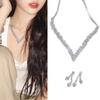 Sparkling Zirconia Jewelry Set Fashionable Zircon Stone Necklace and Earrings Stylish Fade Resistant Women Accessory