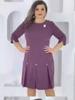 2024 Casual Solid Color Round Neck Long Sleeve Knee-Length Midi Dress for Europe and America
