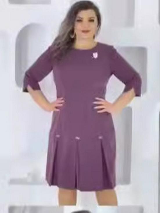 2024 Casual Solid Color Round Neck Long Sleeve Knee-Length Midi Dress for Europe and America