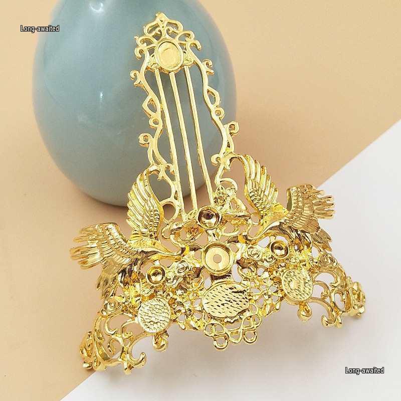 Ancient Style Alloy Hair Crown - Hanfu DIY Handmade Hairpin Costume Accessory by Leide Zhu