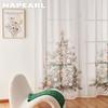 1PC NAPEARL Christmas Style Sheer Curtains Christmas Tree Pattern Printed Tulle for Kitchen Bedroom and Living Room Home Decor