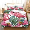 Flamingo Bettbezug Tropische Palmenblätter Bettwäschebezug Polyester 3D Blumiges Bettwäsche-Set Twin King Für Mädchen Jungen Zimmerdekor