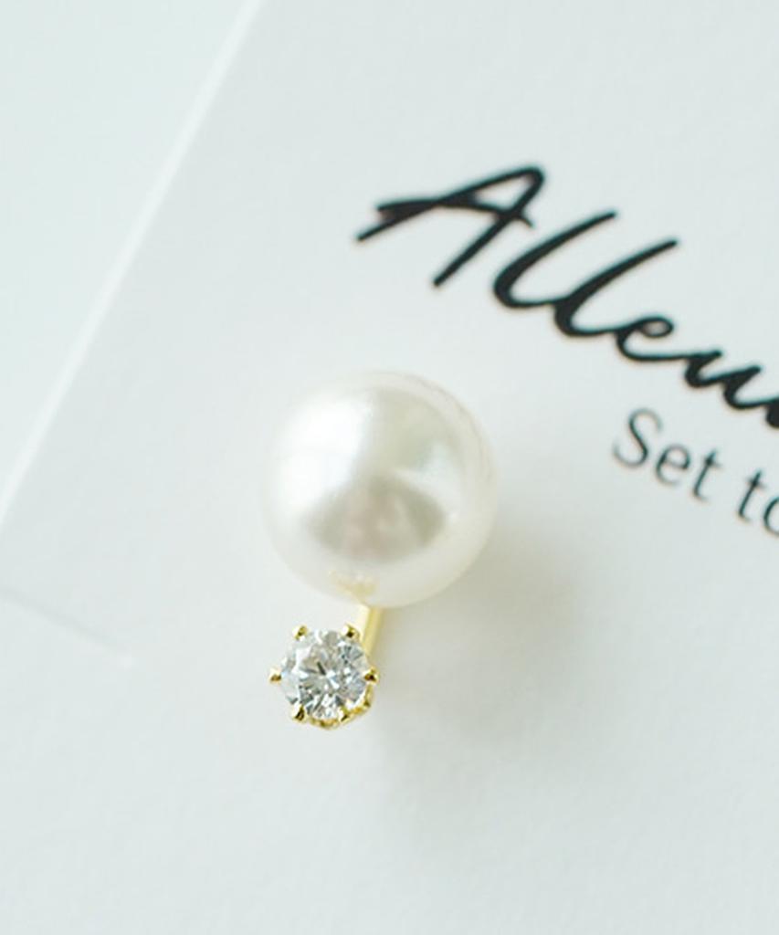 Alleun Silver 925 Pearl Cubic Hanbok Namyang Earrings