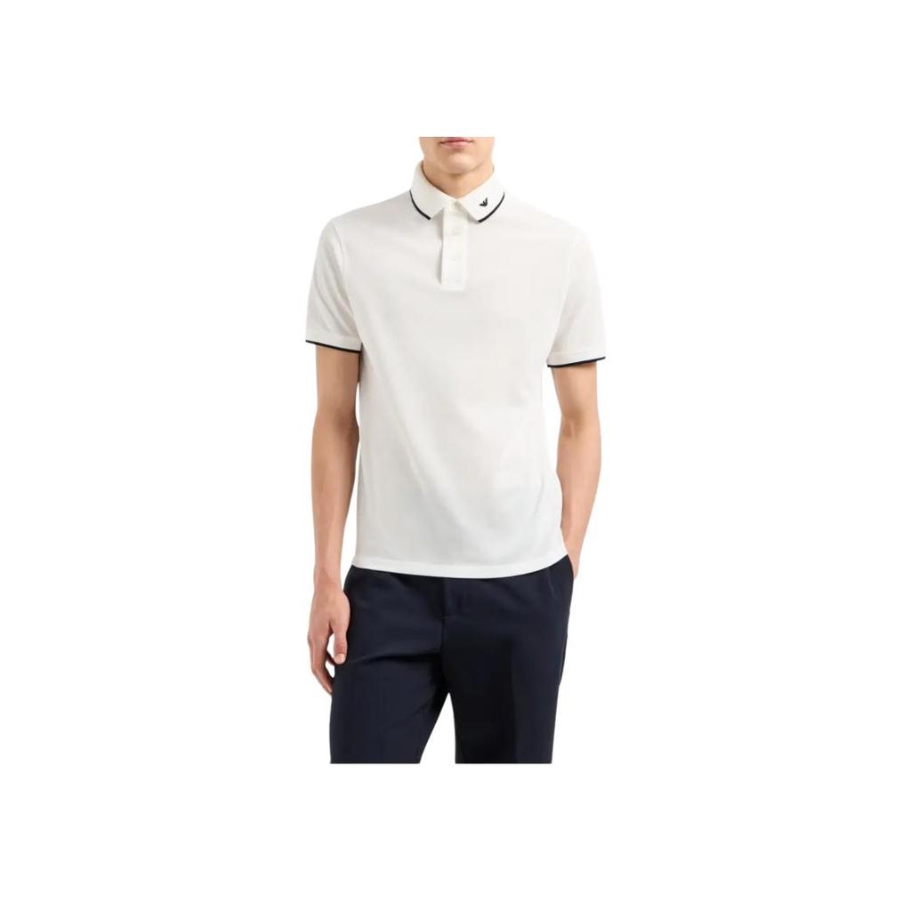 Emporio Armani Embroidered Edge Pullover Short Sleeve Polo Shirt Men tops White 6D1F65-1JTKZ-01C6