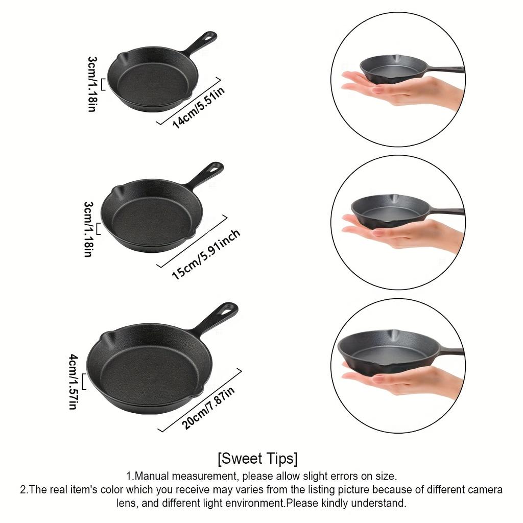 D5 Kitchen Saute Fry Pan, Cast Iron Frying Pan with Heat-Resistant Handle, Pre-Seasoned Pan Cookware for Frying, Saute, Cooking