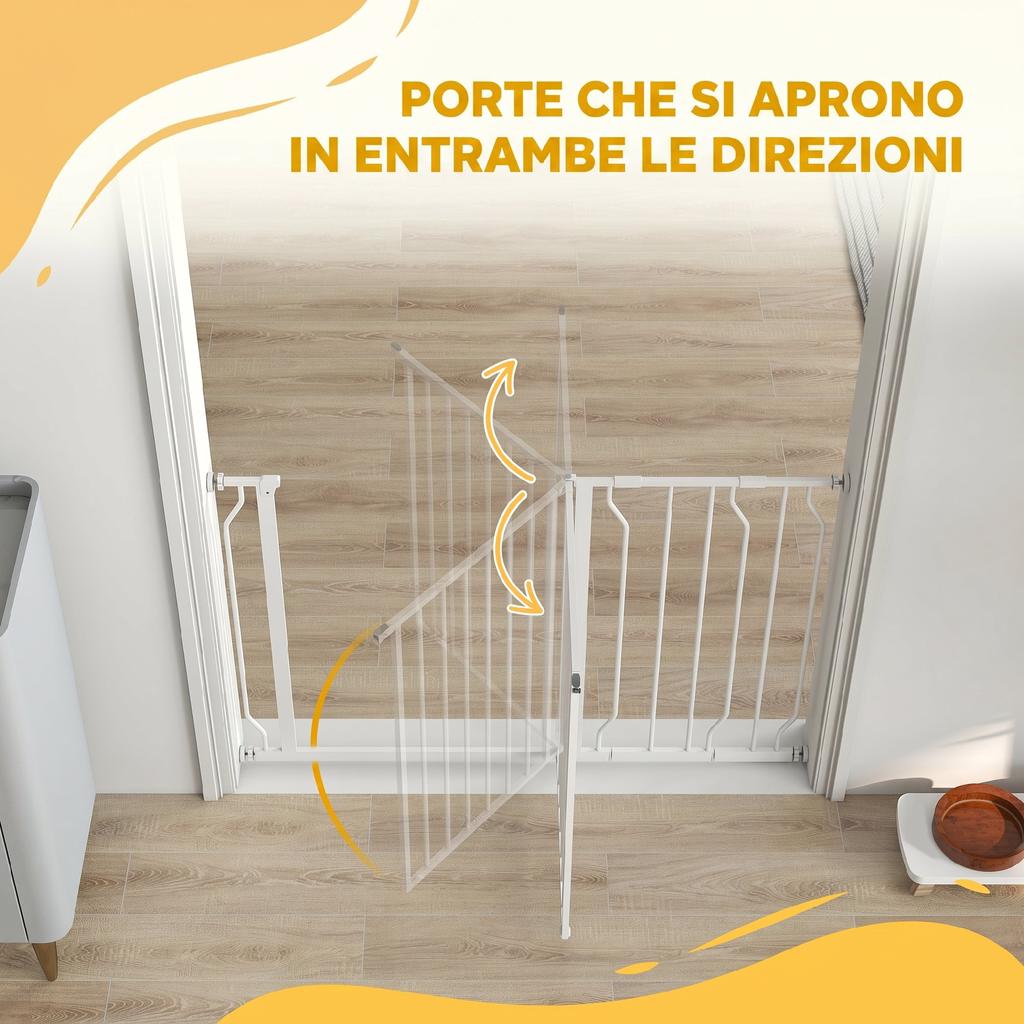 Steel and ABS Dog Safety Gate, Extendable 75-115cm for Stairs and Doors, White