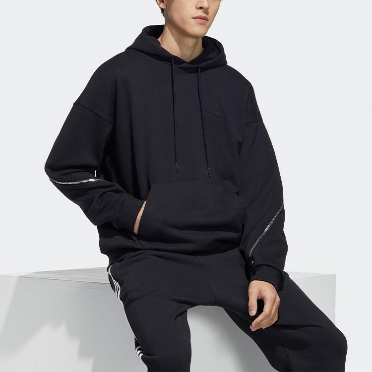 Adidas SS22 Solid Color Sports Hoodie Men Tops Black HH9428