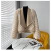 Winter Faux Fur Coat Women Short Wool Fashion Open Front Jacket with Fur Collar