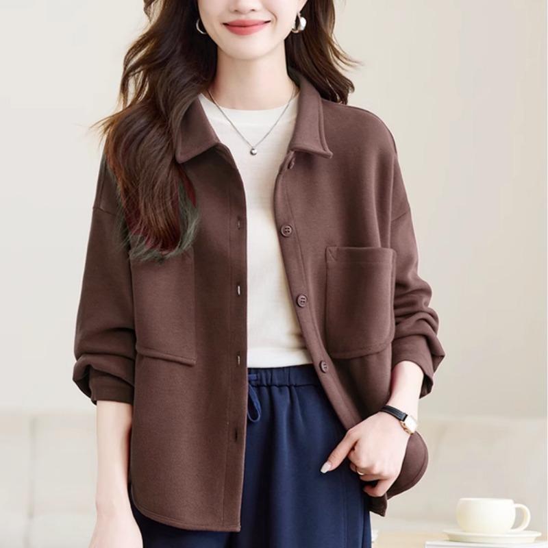 Spring Autumn Womens Hoodie Coat Loose Fit Korean Style Fashionable Belly Cover Cardigan Casual Top
