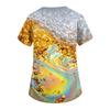 Women's V Neck Short Sleeve Work Shirt with Pockets Beer Festival Print Medical Nurse Scrub Top for Healthcare Professionals
