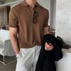 Men's Polo Shirt: Trendy Loose-Fit, Short-Sleeve, Solid Color, Lightweight Knitted Summer T-Shirt