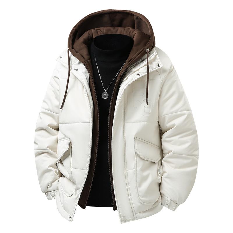 

Хлопковая зимняя мужская свободная и толстая теплая куртка с капюшоном из искусственной кожи, двухслойная, на хлопковой подкладке XXL