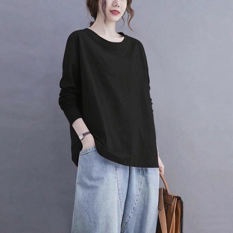 

Foreign Trade Export off Season 100% Cotton Long sleeves Shirt Women s Autumn Clothing 2025 Casual Temperament Top Bottoming Shirt Fashion Black (Solid Color) M (Recommended Within 57.5kg
