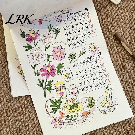Artistic Hanging Calendar 2027 Wall with Wind And Flower Illustrations, Hand-Painted Retro Linen Personalized Office Planner Texture Paper,