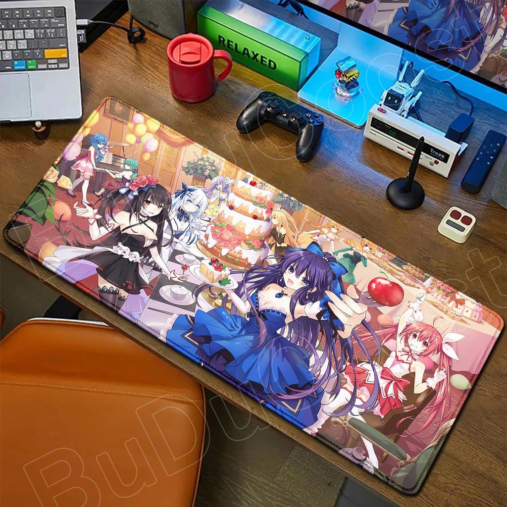HD Cute Girl Large Mousepad Anime Date A Live Mouse Pad Laptop Gaming Accessories Keyboard Desktop Tokisaki Kurumi Toka Yatogami
