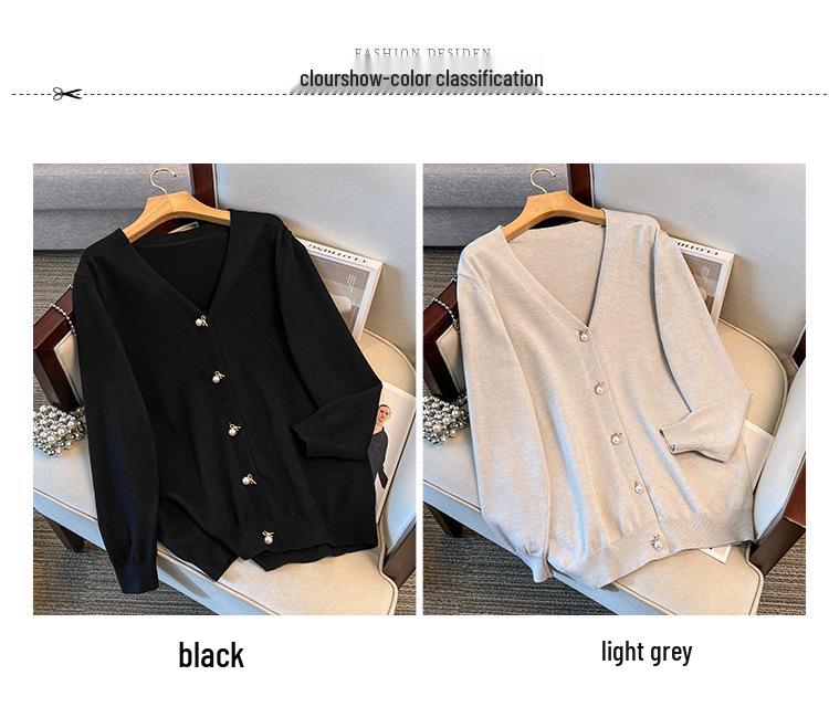 Plus Size Women's Loose Knit Cardigan Sweater, Bust 150-160 cm, Size 200-350 Jin.