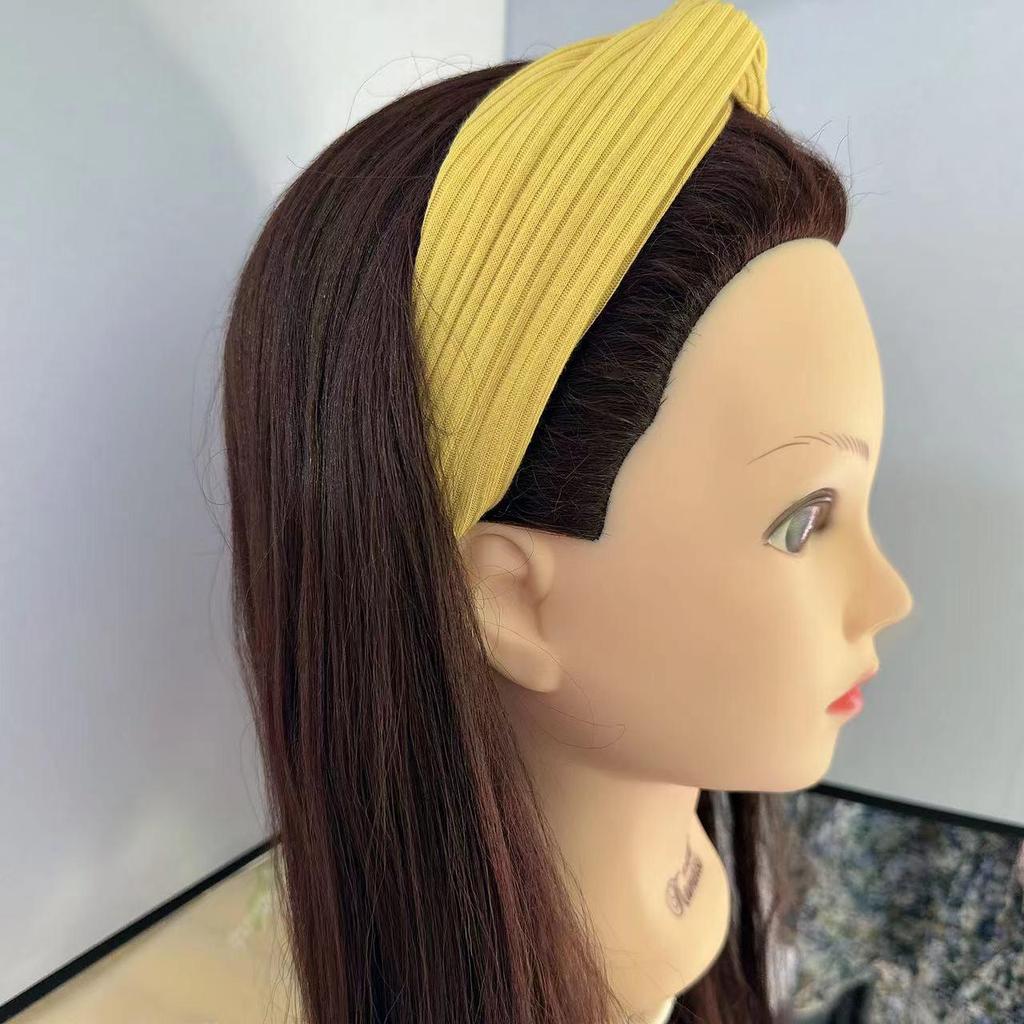 Strick-Stirnband im koreanischen Stil mit Überkreuz-Design für Damen - Elastischer Haarreif zum Gesichtwaschen, für Yoga und Sport.