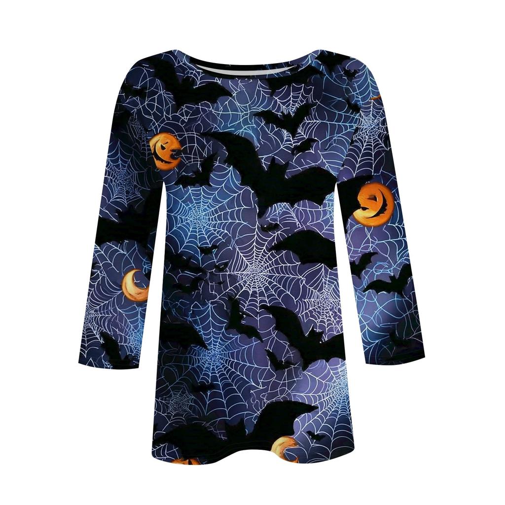 Damenmode Lässig Rundhals Bedrucktes 3/4 T-Shirt Top