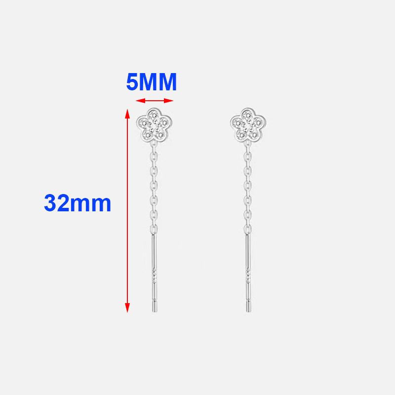 Real 925 Silver Zircon Flower Short Tassel Stud Earrings For Women Classic Fine Jewelry Advanced Feeling Accessories