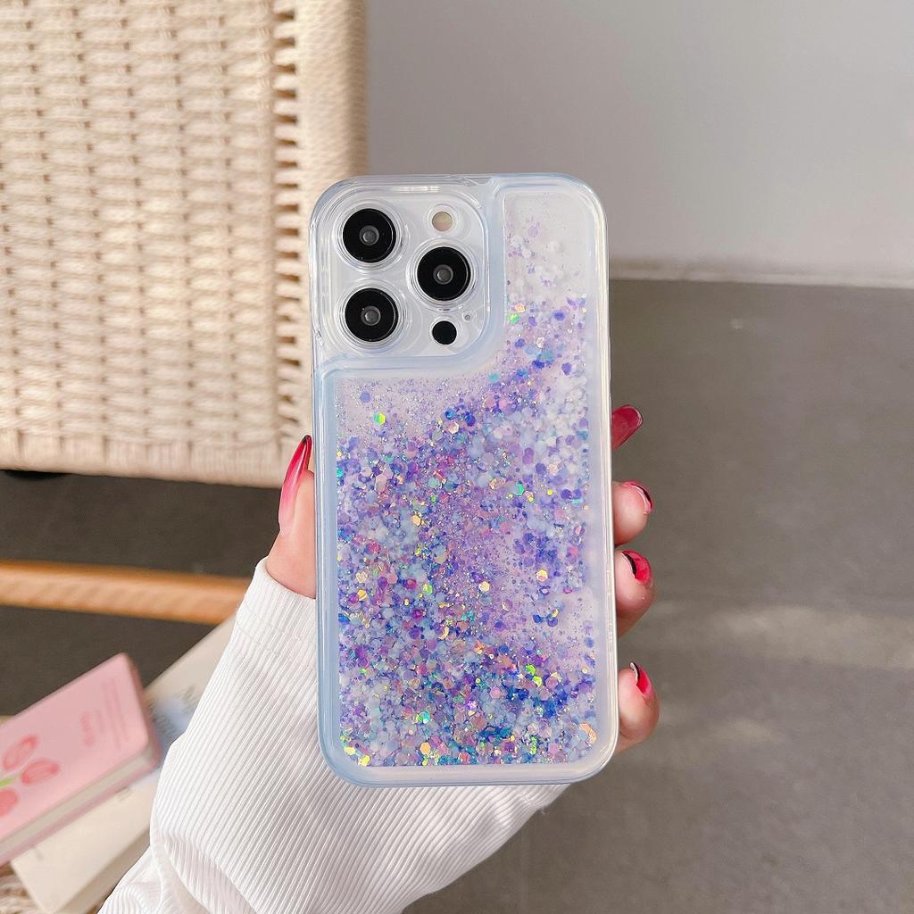 Luxury Luminous Quicksand Glitter Phone Case For IPhone Liquid Sand Transparent Soft Back Cover