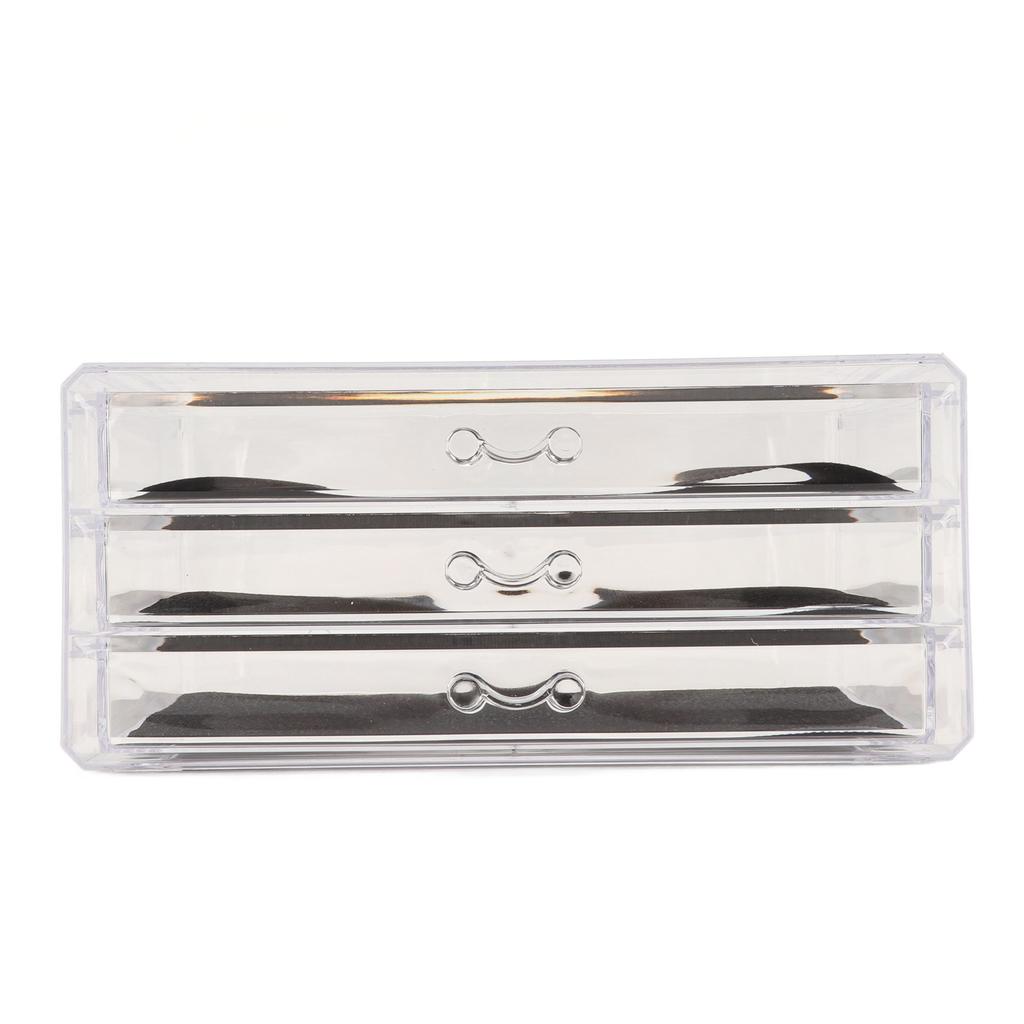Clear Acrylic 3 Drawer Transparent Dustproof Removable Black Mesh Pads Stackable Jewelry Organizer