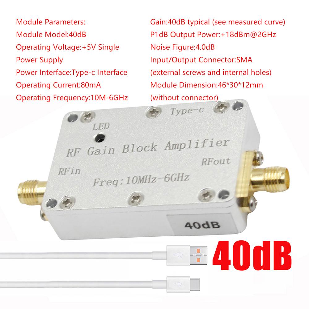 10M-6GHz RF Gain Amplifier 10dB 20dB 30dB 40dB High Flatness RF Power Amplifier Drive Signal 433M 915M 1.2G 1.5G 2.4G 5.8G