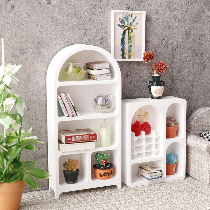 1/12 Dollhouse Simulation Mini Bookshelf Storage Cabinet Model Dollhouse Furniture Decoration Dolls House Living Scene Ornament