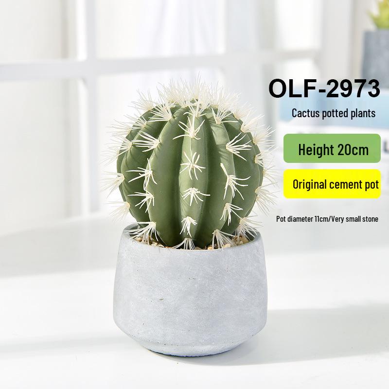 Retro Cement Cactus Bonsai - Small Faux Potted Plant for Office Decoration