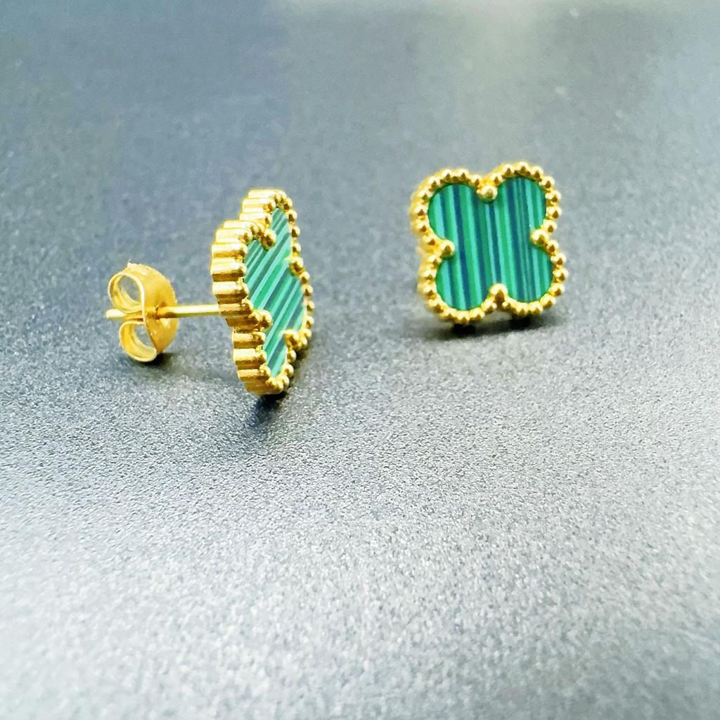 Double Sided Titanium Steel Clover Bracelet Necklace Ring Earrings Women's Non Fading Set Jewelry