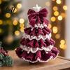 Decorative Yarn Tree for Bookshelves DIY Crochet Christmas Kit Beginner-Friendly Xmas Craft Kit with Bow Handmade Fairy Tale Project And Faux