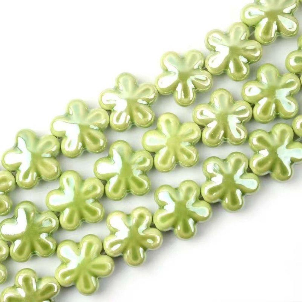10pcs Ceramic Five-petaled Flower Bead Handmade Craft Jewelry Making Material Gift