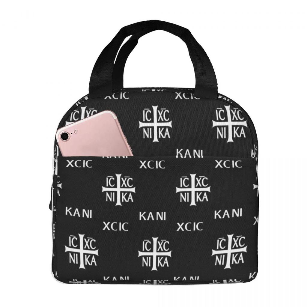IC XC NIKA Cross Christian Orthodox Jesus Chris Insulated Lunch Bag for Kids School Cooler Thermal Food Box Tote Lunch Boxes
