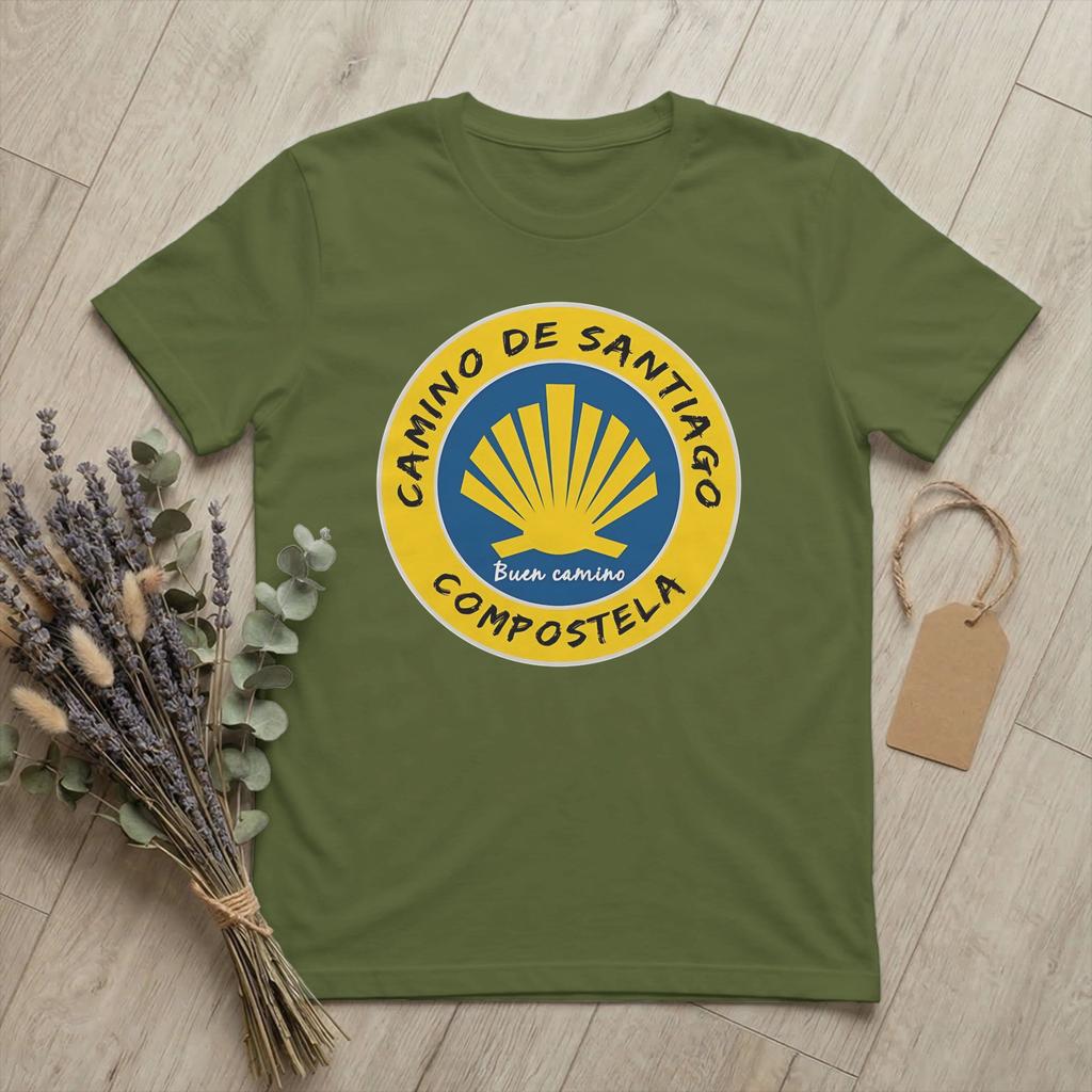 Cammino di Santiago St James Way T-shirt Unisex Escursionismo Magliette Uniche Manica Corta Girocollo T-shirt Cotone Top Originali