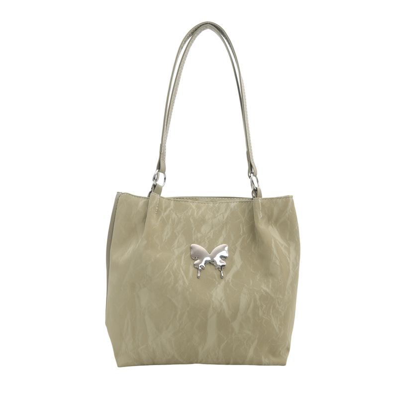 Large-capacity Casual Foreign Gas Bucket Bag 2024 New Fashionable Butterfly Texture Commuting Single Shoulder Underarm Tote Women's Bag
