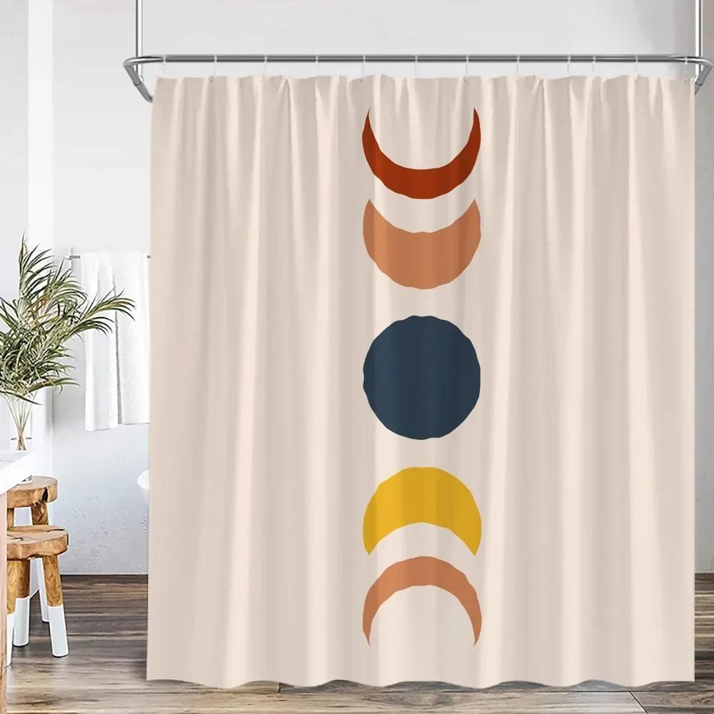 Nordic Ins Modern Abstract Shower Curtain Leaf Curtain Simple Line Bathroom Decoration Polyester Fabric Shower Curtain