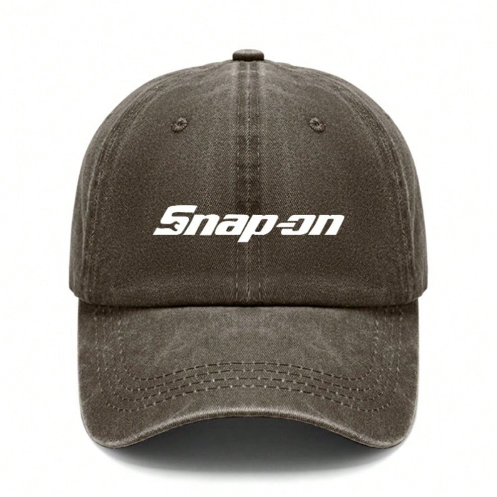 Unisex Snap-On Print Baseball Cap | Adjustable Vintage Washed Grey Soft Fabric Dad Hat For Outdoor Casual Sports
