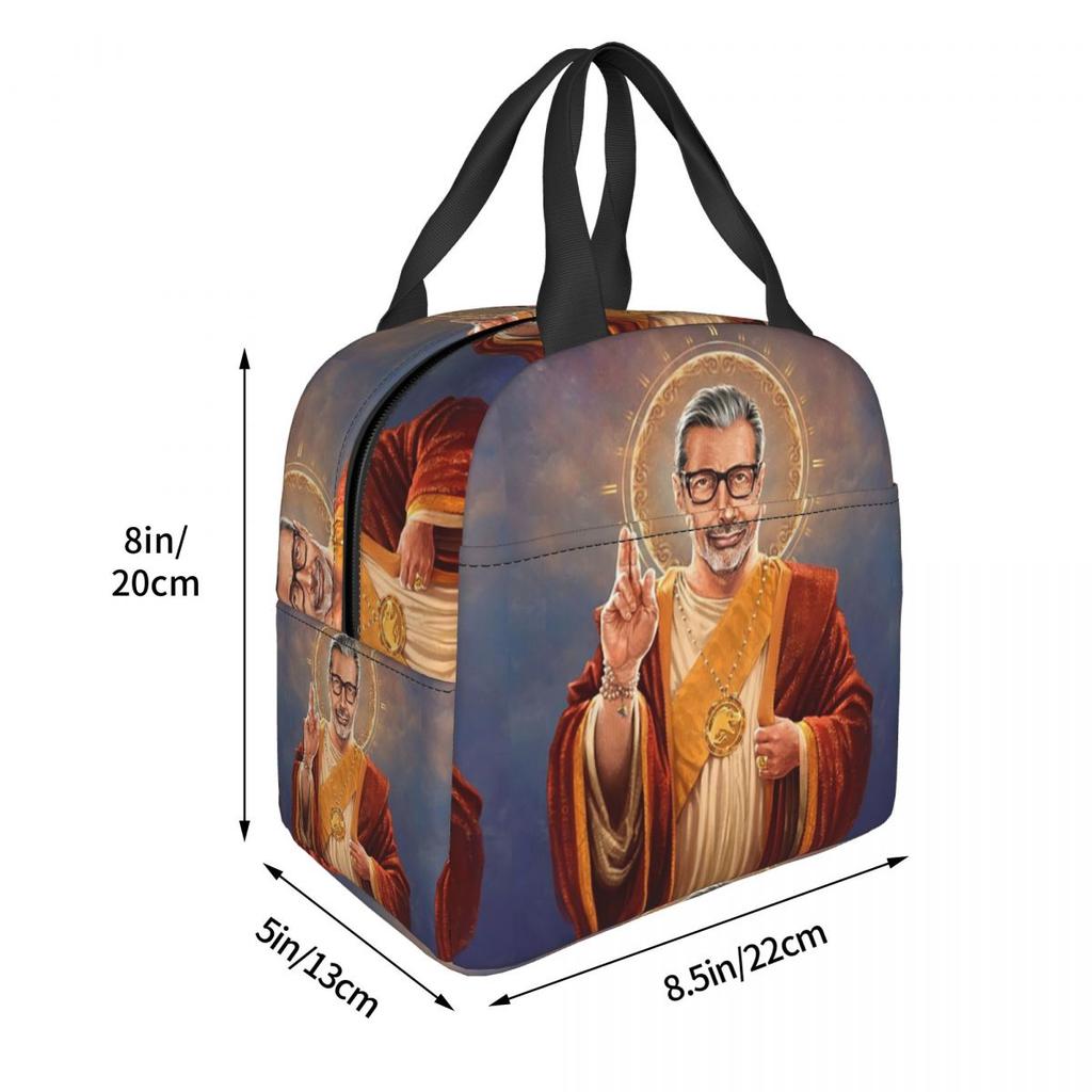 Saint Jeff Of Goldblum, Jeff Goldblum Original Religious Painting Insulated Lunch Bag for Women Kids Food Boxes Lunch Box Tote