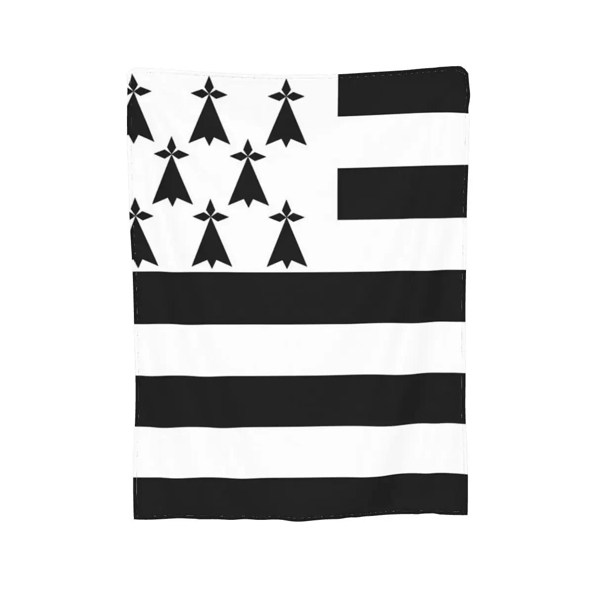 

Flag Of Brittany Drapeau Breton Gwenn-ha-du Ermine Blankets Soft Warm Flannel Throw Blanket Bedding for Picnic Travel Home Sofa# 75X95CM