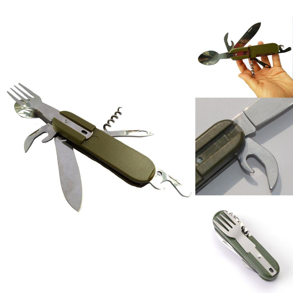 Camping Multifunctional Portable Folding Stainless Steel Tableware Cutlery
