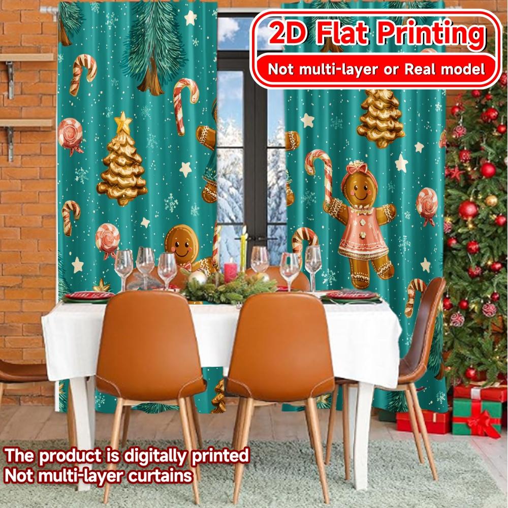 Flat Printing Gingerbread Joy Chic Curtains Semi Decorations Inside Decorative Bedroom Living Sheer Set Of 2 Made Polyester Decor