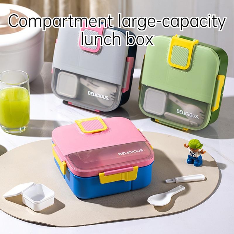 Large Capacity Square Lunch Box with Compartments Microwave Safe for Students and Office Workers Cross Border New