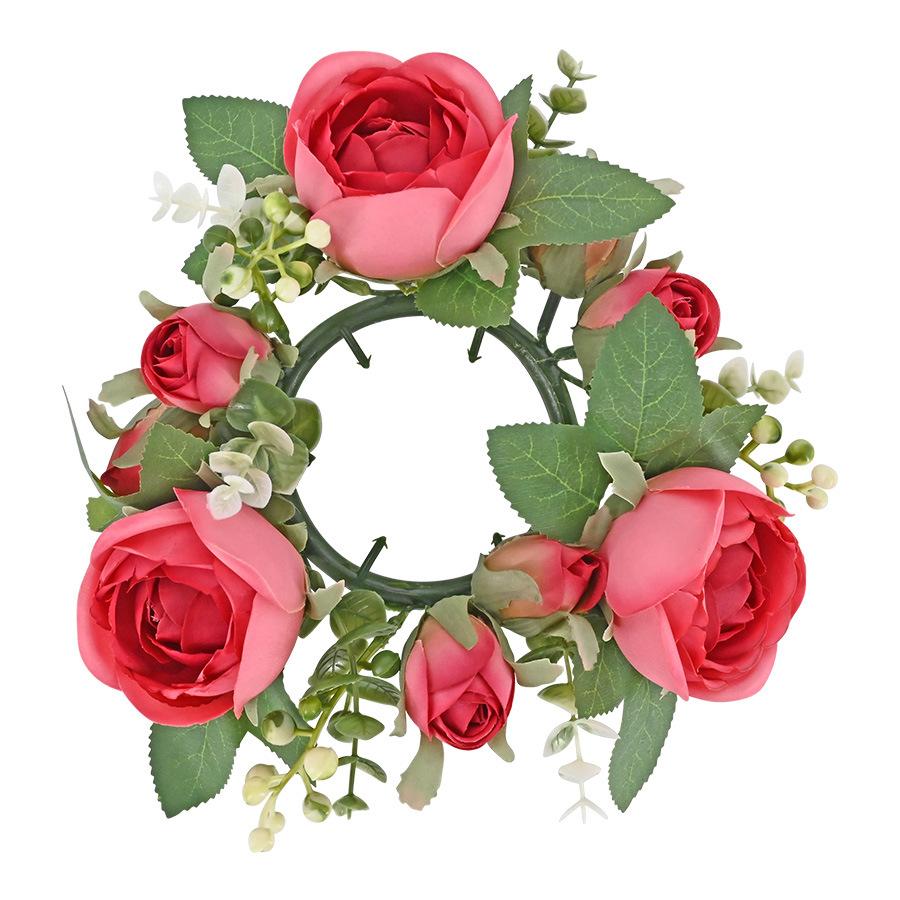 Candle Wreath Peony Wreath Valentine'S Day Rose Table Party Decoration Candlestick Wreath