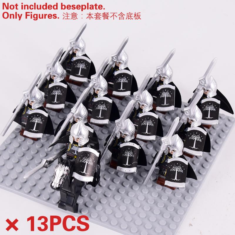 The Soldier With War Horse Gondor Army Figures Lotr Armor Guard Warrior Archer Medieval Knights Building Blocks Bricks Toys Gift
