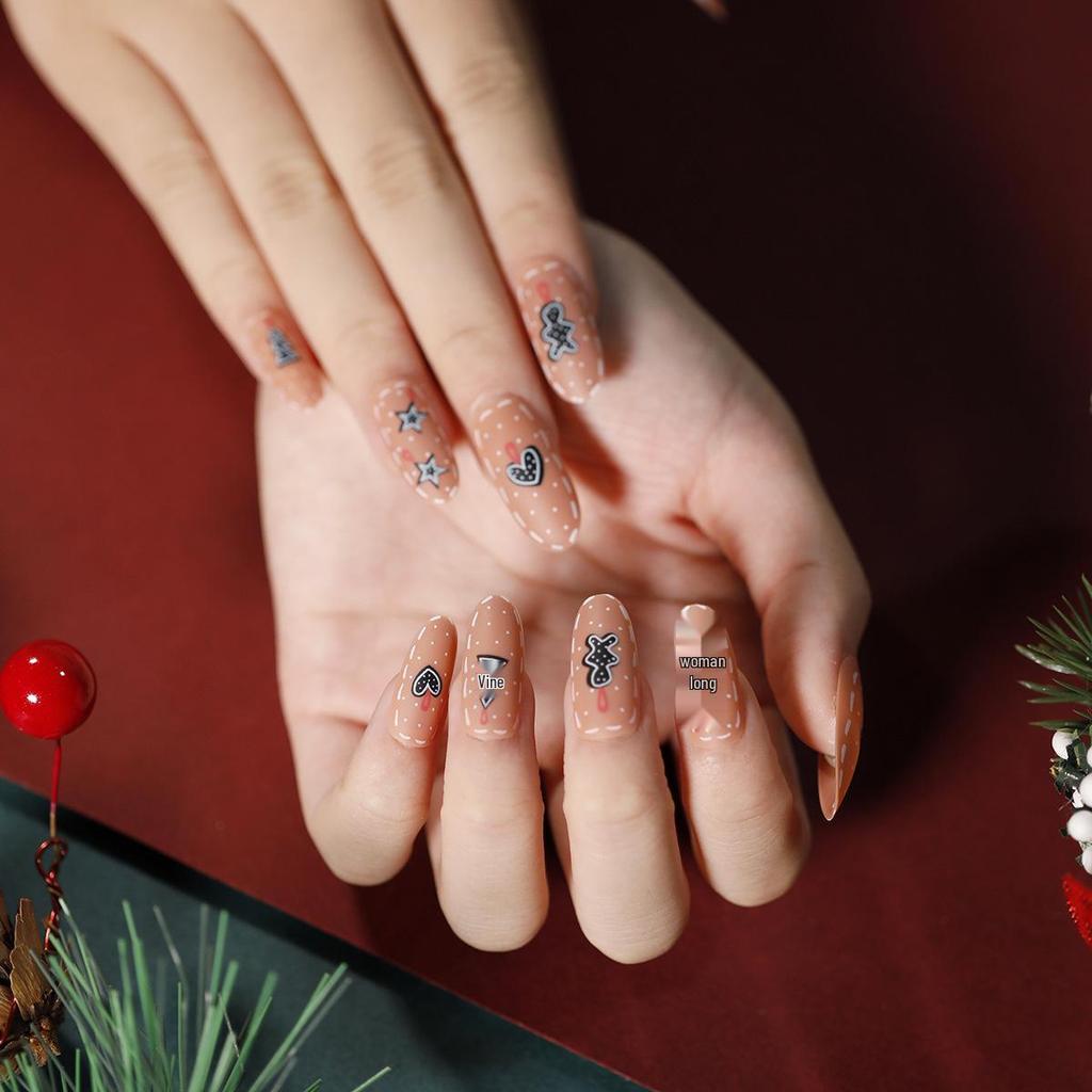European & American Christmas Press-On False Nails Set