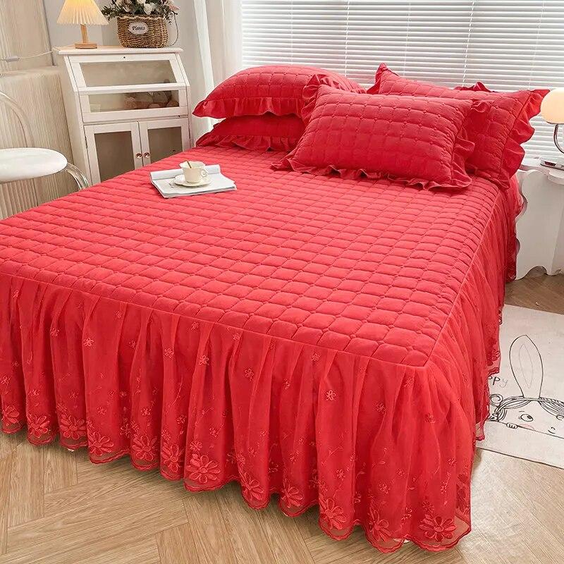 Корейское кружевное покрывало 180x200 для кровати размера «queen-size», элегантное покрывало для кровати, стеганое покрывало для двуспальной кровати с 2 наволочками, дропшиппинг 150x200cm 59x79inch