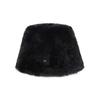 VARZAR Fur Long Label Solid Drop Bucket Hat Black