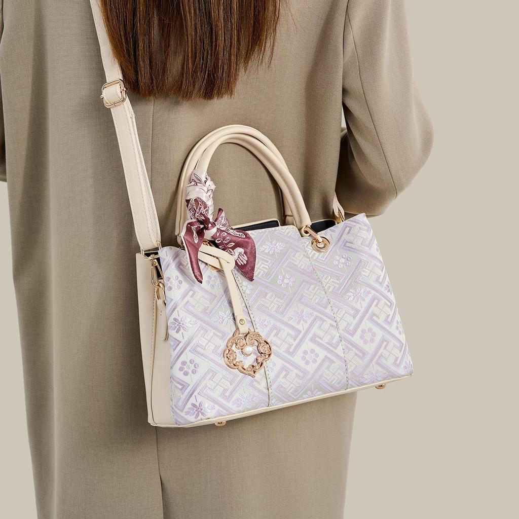 2026 Guangxi Zhuang Brocade Heritage Women's Large Capacity Shoulder Bag & Crossbody Handbag